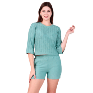 Women's Teal Ribbed Co-ord Set