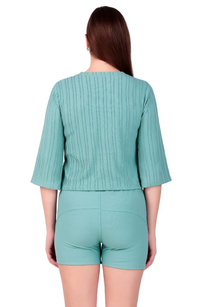 KlassyLife Women’s Ribbed Co-Ord Set | Casual 2-Piece Outfit (Top & Shorts) - Image 3