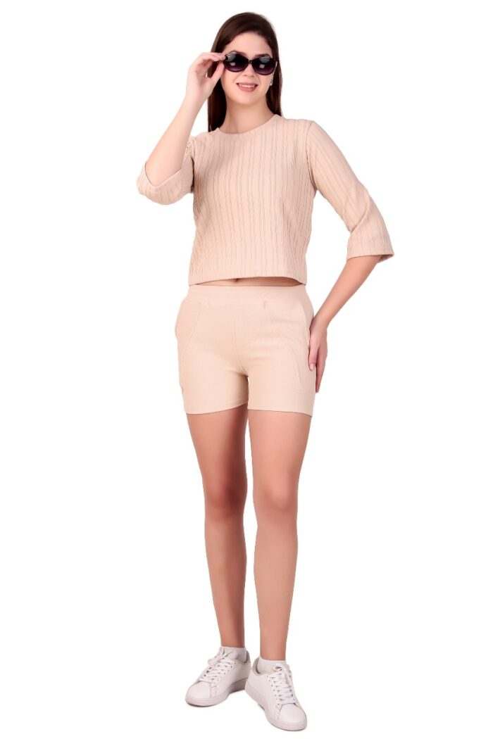 KlassyLife Women’s Ribbed Co-Ord Set | Casual 2-Piece Outfit (Top & Shorts) - Image 1