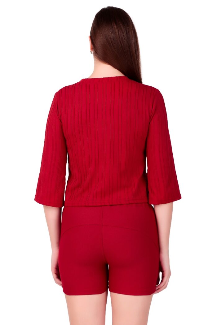 KlassyLife Women’s Ribbed Co-Ord Set | Casual 2-Piece Outfit (Top & Shorts) - Image 2