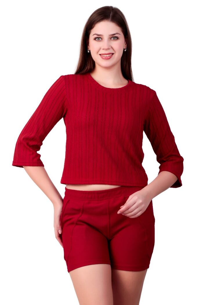 KlassyLife Women’s Ribbed Co-Ord Set | Casual 2-Piece Outfit (Top & Shorts) - Image 1