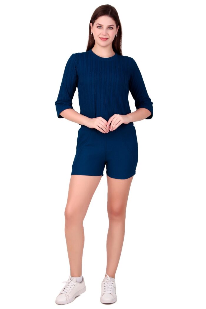 KlassyLife Women’s Ribbed Co-Ord Set | Casual 2-Piece Outfit (Top & Shorts) - Image 1