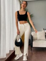 KLASSY LIFE Stylish sleeveless rib top in solid color - Image 2