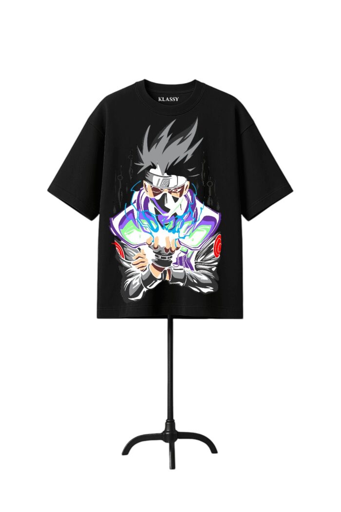 KLASSYLIFE Kakashi Hatake Oversized Anime T-Shirt - Black - Image 1
