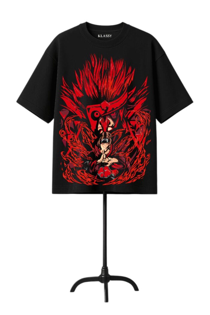 KLASSYLIFE Anime Edition Uchiha Itachi Susanoo Oversized T-shirt – Black | - Image 1