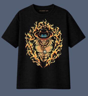 KlassyLife “Fire Ace Oversized Anime T-Shirt – One Piece Edition” M16