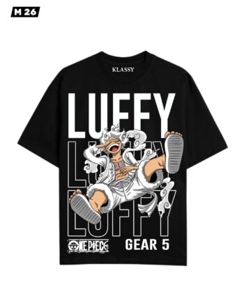 KlassyLife Luffy Gear 5 Oversized Graphic T-Shirt – Black