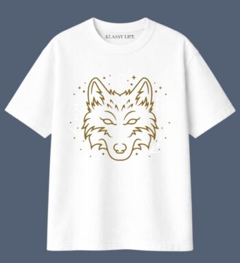 KlassyLife Cream White Wolf Art T-Shirt – Trendy Oversized Fit