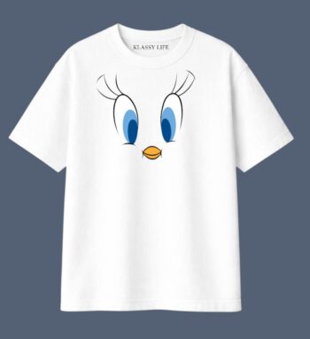 KlassyLife Beige Smiley Cartoon Graphic Tee – Unisex Streetwear  Off WHITE G14