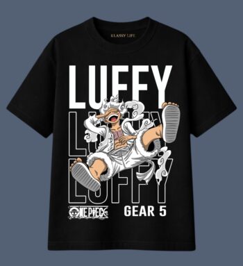 KlassyLife Luffy Gear 5 Oversized Graphic T-Shirt – Black