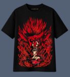KlassyLife “Itachi Uchiha Flame Mode Oversized Anime T-Shirt – Black” M10