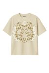 KlassyLife Cream White Wolf Art T-Shirt – Trendy Oversized Fit