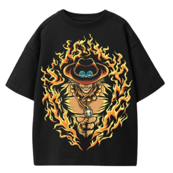 KlassyLife “Fire Ace Oversized Anime T-Shirt – One Piece Edition” M16