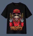 Monkey Funky Oversized Graphic T-Shirt – Black Streetwear Tee M38
