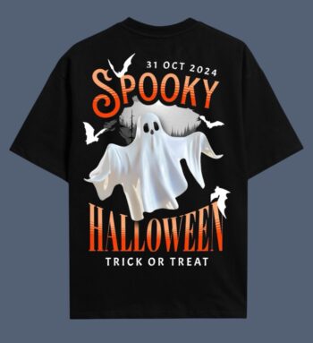 Spooky Halloween Ghost Oversized T-Shirt – Black | Trick or Treat Edition M39