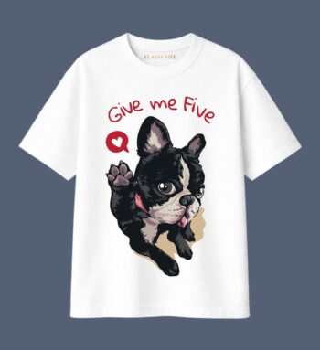 Klassy Life “Give Me Five” Dog Graphic Cotton T-Shirt Klassylife G15