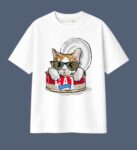 KlassyLife Cool Cat Graphic White Cotton T-Shirt  G7