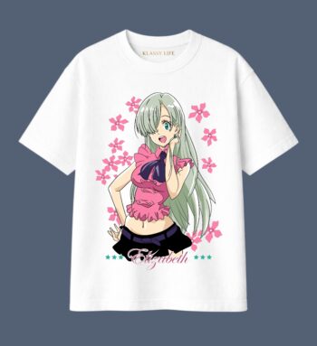 KlassyLife “Elizabeth” Anime Graphic White Cotton T-Shirt G4