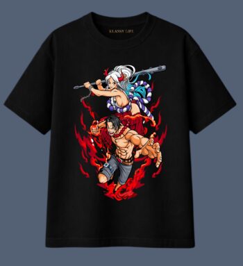 KlassyLife M41 Inferno Warriors Black Oversized T-Shirt – Anime Action Graphic